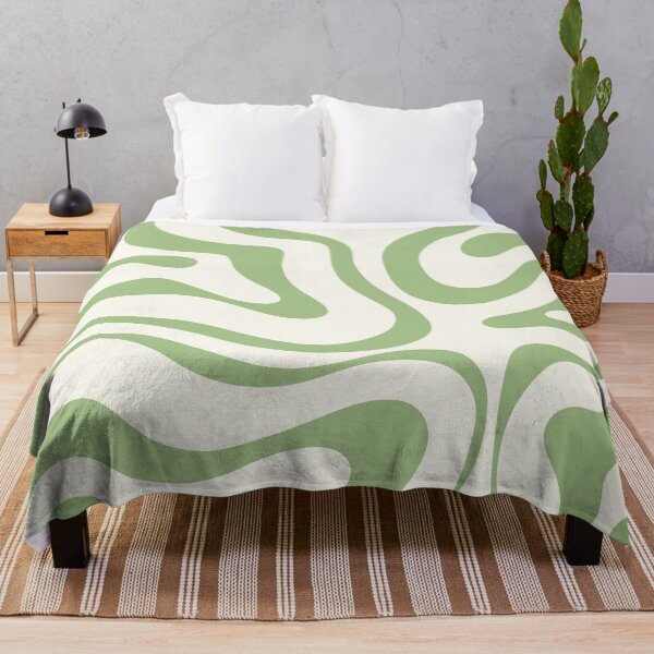 Item preview, Modern Retro Liquid Swirl Abstract Pattern in Cream and Light Sage Green designed and sold by kierkegaard.