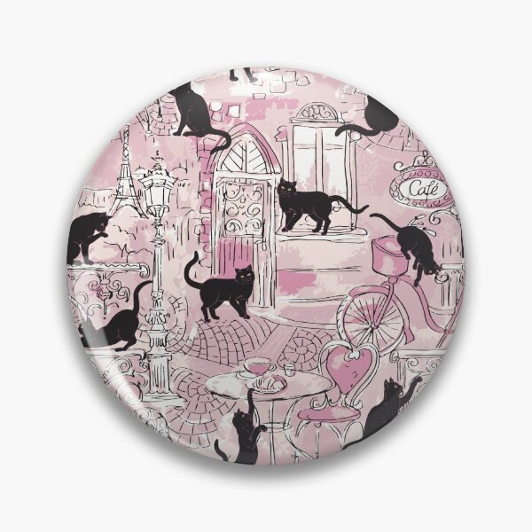 Item preview, Cats on a romantic visit to a café in Paris | Vintage pattern designed and sold by Petra Becker.