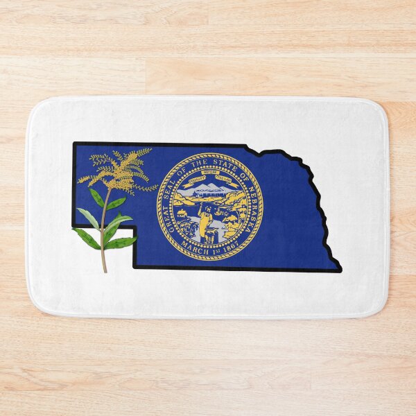 Item preview, State of Nebraska Flag with State Flower Goldenrod designed and sold by Gsallicat.