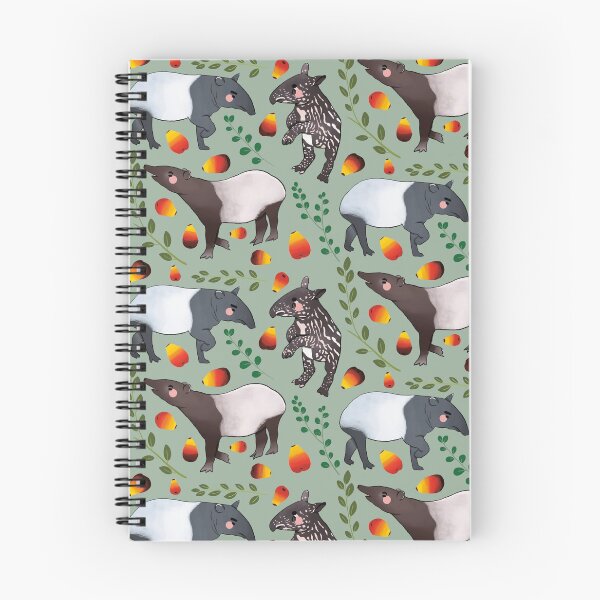 Item preview, Black Tapir - Cute Black and Green Digital Illustration Animal Pattern designed and sold by TheRainbowRoom.