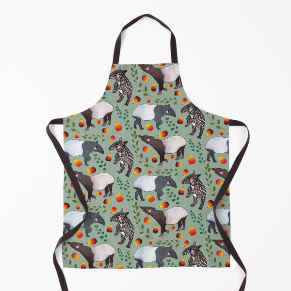 Item preview, Black Tapir - Cute Black and Green Digital Illustration Animal Pattern designed and sold by TheRainbowRoom.