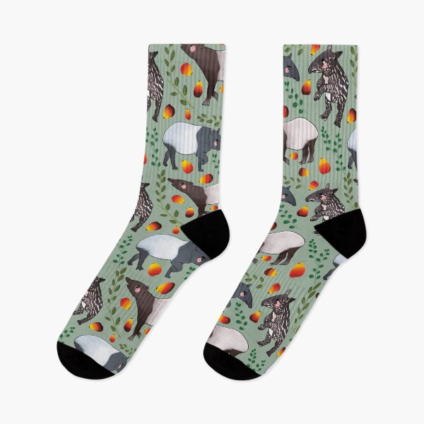 Item preview, Black Tapir - Cute Black and Green Digital Illustration Animal Pattern designed and sold by TheRainbowRoom.