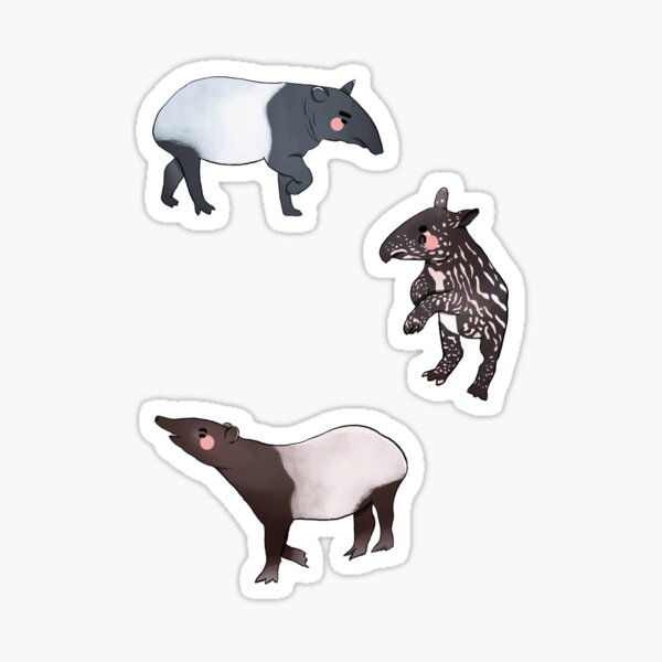 Collectible Wildlife Gifts Tapir Malayan, Fuzzy Stickers Set of 40 Stickers  - T068 B50