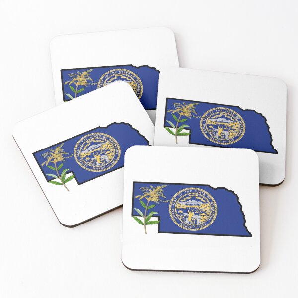 Item preview, State of Nebraska Flag with State Flower Goldenrod designed and sold by Gsallicat.