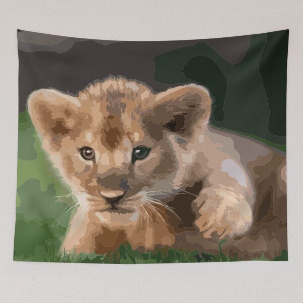 Item preview, The baby lion cub is preparing to attack its prey. designed and sold by Karine Dupras.