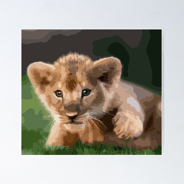 Item preview, The baby lion cub is preparing to attack its prey. designed and sold by Karine Dupras.