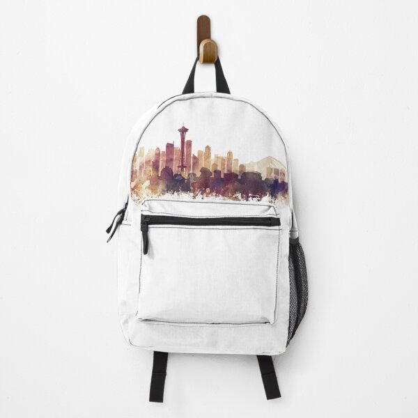 Item preview, Seattle Skyline Watercolor Orange Purple by Zouzounio Art designed and sold by zouzounioart.