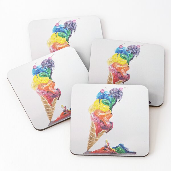 Item preview, Ice-cream cone mixed media painting. 3D paints dribbling creamy paints. designed and sold by Sanscapes.