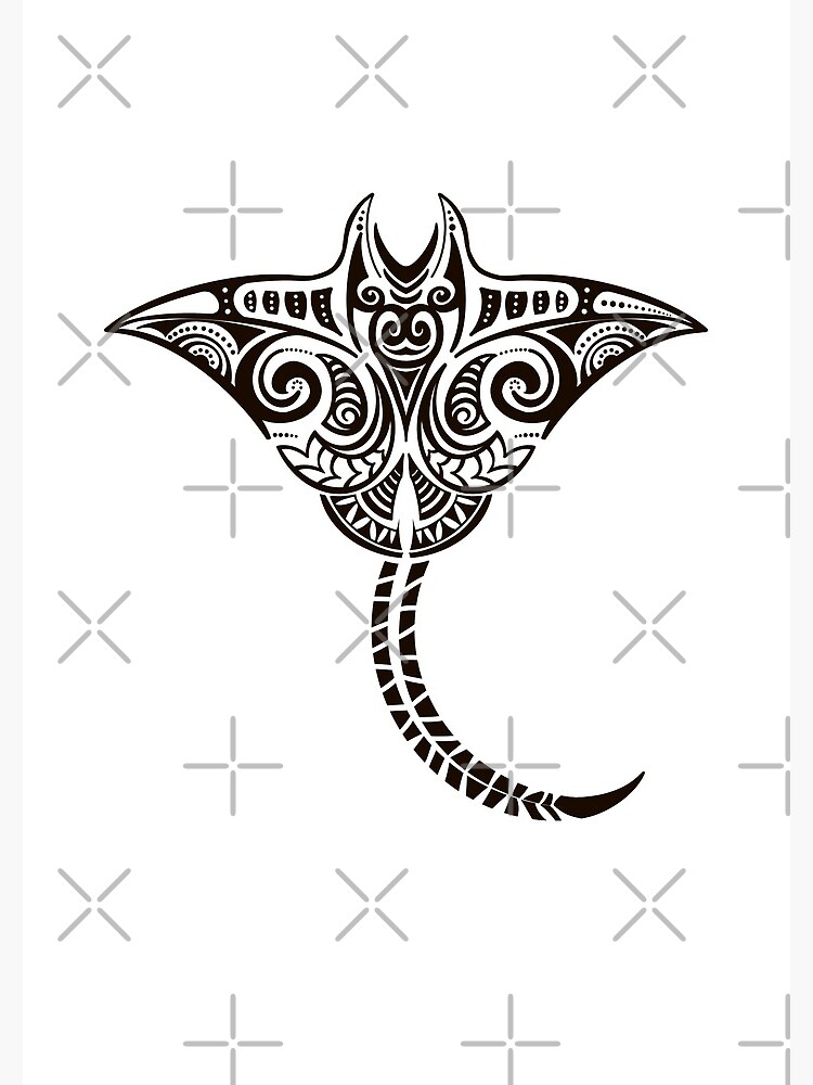 Tribal Stingray, Hawaiian Polynesian Tattoo Style Stingray Long Sleeve  T-Shirt | Mazezy