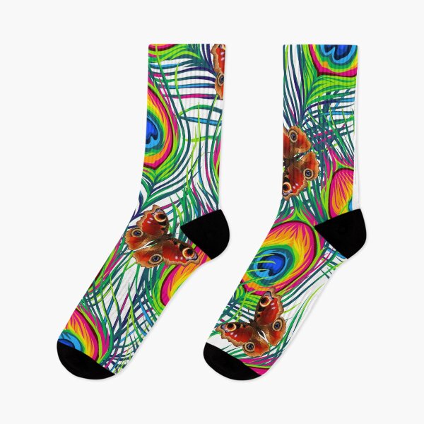 Item preview, Colorful Peacock Feathers and Butterflies Abstract Pattern designed and sold by silviaol.