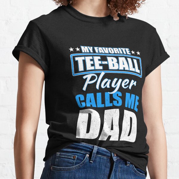 Mens Favorite Tee Ball Player Calls Me Dad USA Flag Father's day T-Shirt