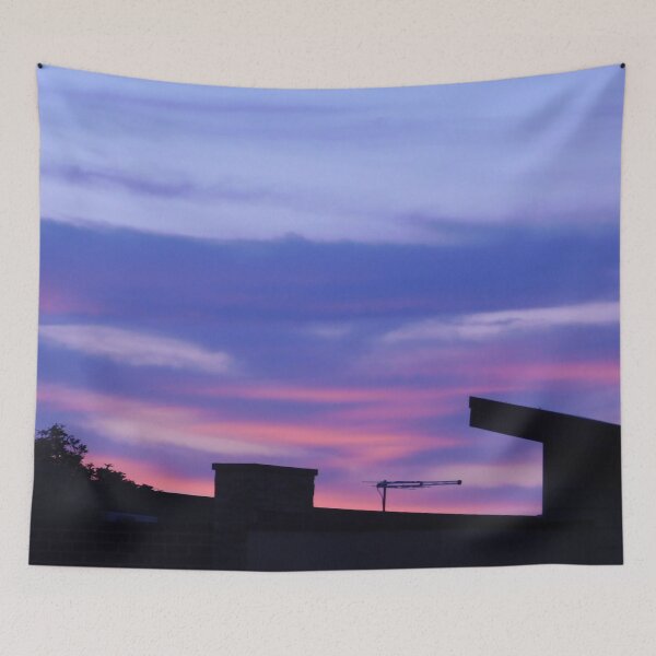 Item preview, evening cloudy sunset sky multicolor pastel pink purple blue bleeding colours silhouette photography designed and sold by leiriin.
