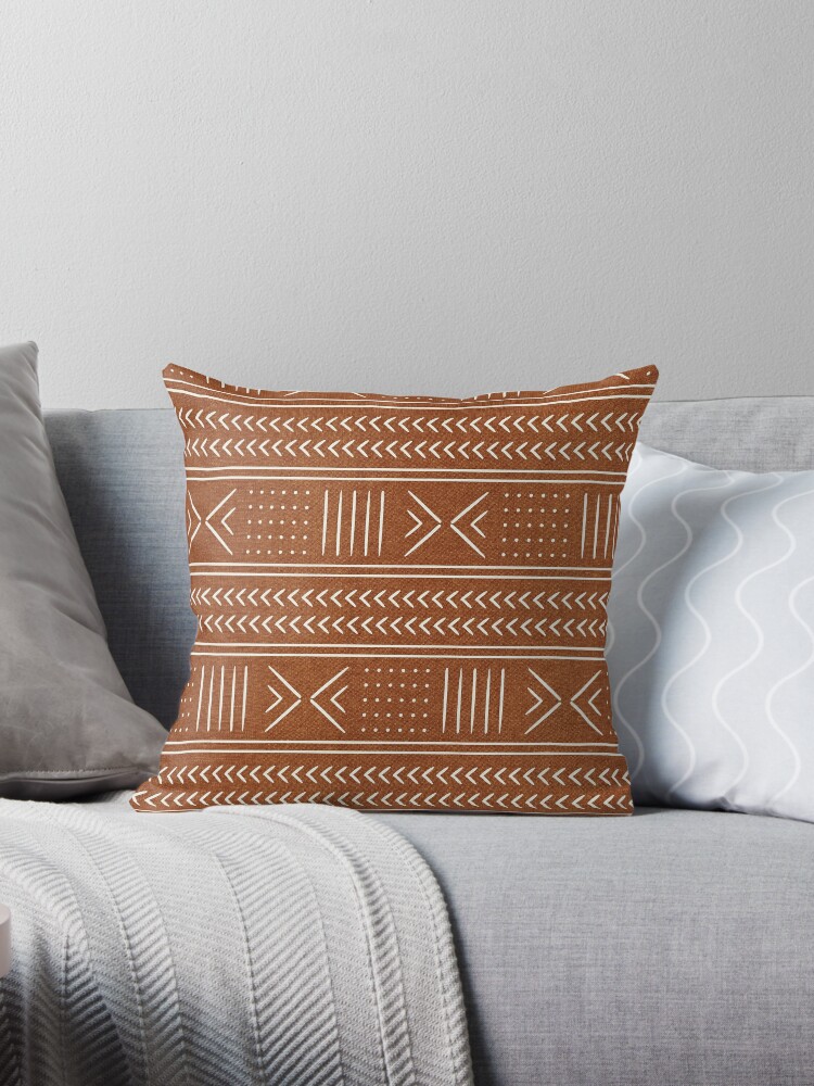 Orange 2025 mudcloth pillow