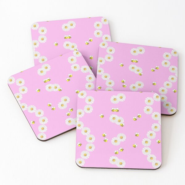 Item preview, Bees Love Daisy pink pattern designed and sold by eyoginminimal.