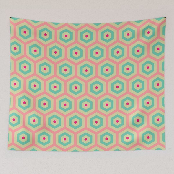 Aperçu de l'œuvre Motif géométrique: Hexagon Hive: Rose / Bleu créée et vendue par Red Wolf.