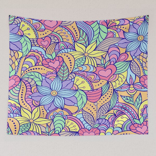 Item preview, Multicolour Doodle Flowers Art designed and sold by RaianasHome.