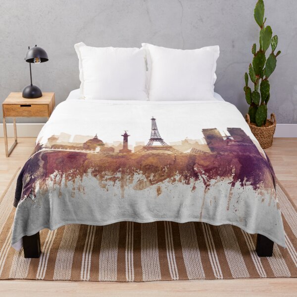 Item preview, Paris Skyline Watercolor Orange Purple by Zouzounio Art designed and sold by zouzounioart.