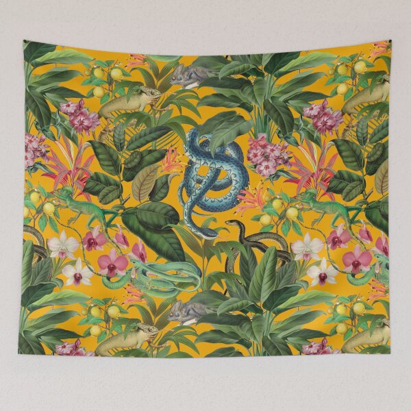 Item preview, Copy of Midnight Jungle Bird Tropical Paradise Vintage Botanical Illustration designed and sold by artsandsoul.