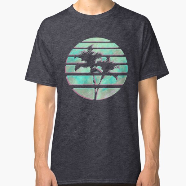 Vaporwave Palm Trees in the Sun - Blue Classic T-Shirt