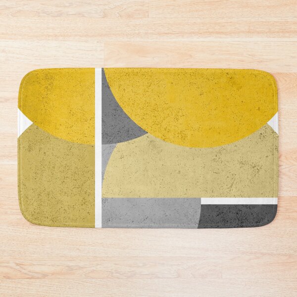 Modern Yellow & Gray Geometric Bath Mat