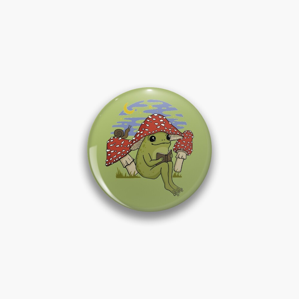 Cute Cottagecore Frog Mushroom Hat Reading Book Goblincore Toad Bookworm Snail Toadstool