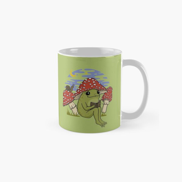 Frogs Drinking Tea Mushroom Cute Cottagecore Aesthetic Frog Front & Back  Coffee Mug