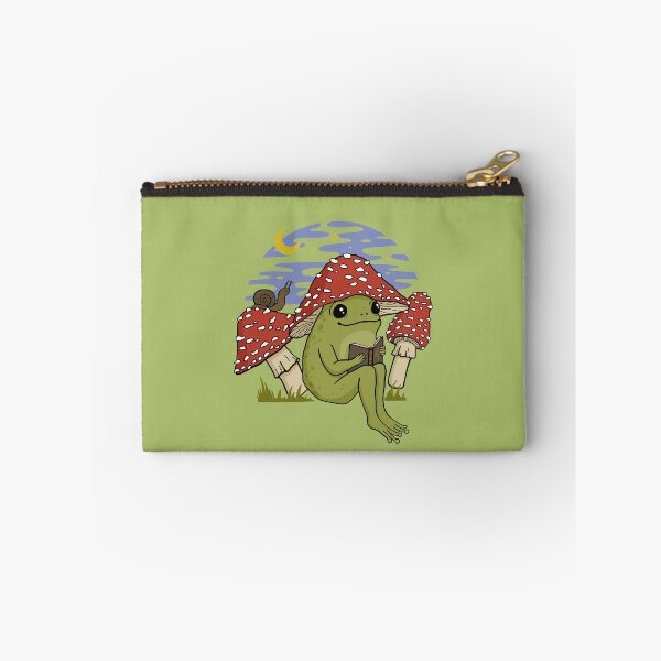 Item preview, Cute Cottagecore Frog in Mushroom Hat Reading a Book: A Goblincore Toad Bookworm with Snail and Toadstool Features Enjoying a Night Sky in a Fairycore Psychedelic Vintage Setting designed and sold by MinistryOfFrogs.