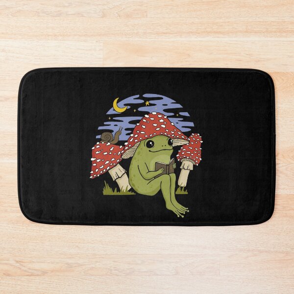 Item preview, Cute Cottagecore Frog in Mushroom Hat Reading a Book: A Goblincore Toad Bookworm with Snail and Toadstool Features Enjoying a Night Sky in a Fairycore Psychedelic Vintage Setting designed and sold by MinistryOfFrogs.