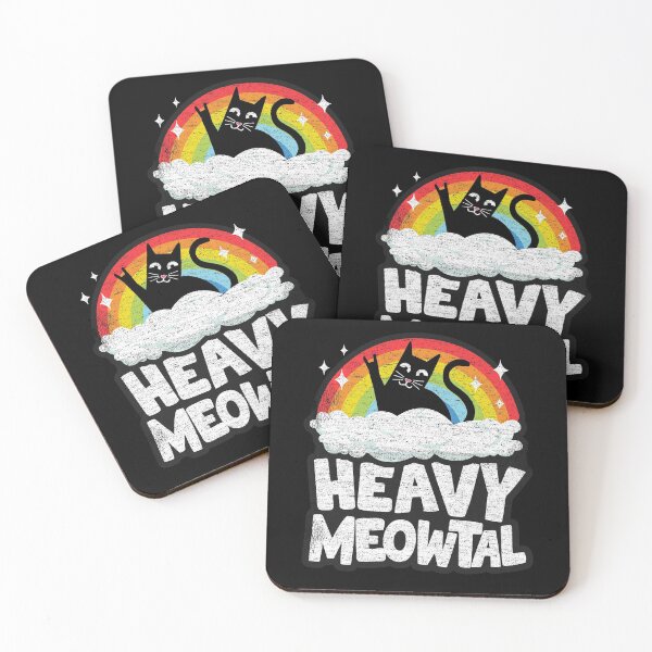 Item preview, Heavy Meowtal Funny Cat Retro Rainbow Heavy Metal Cats  designed and sold by Stronzi.