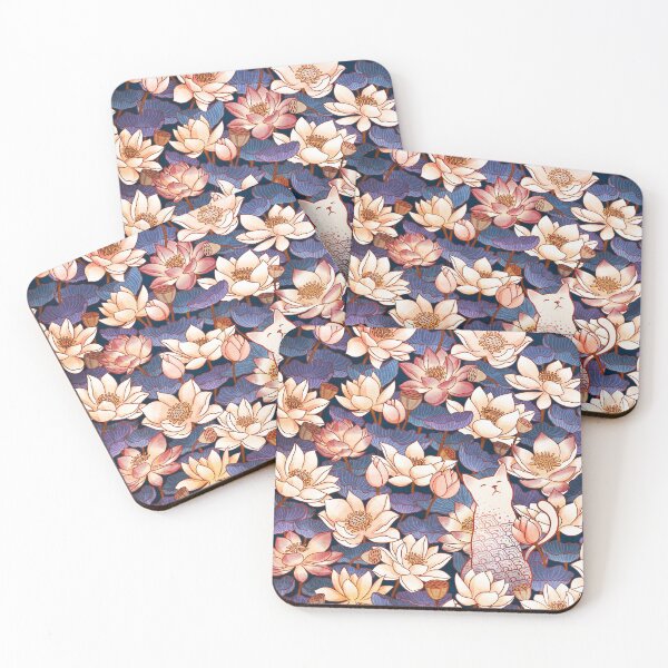 Item preview, White cat and Lotus  designed and sold by Syntetyc.