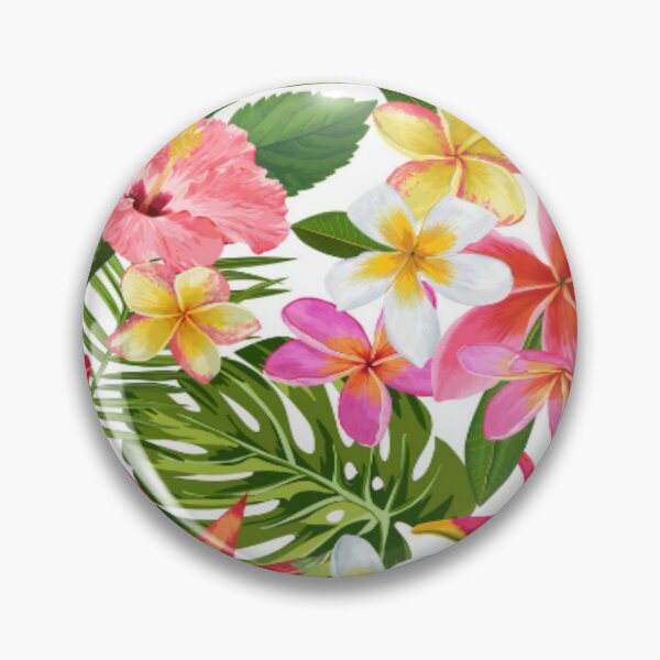 Item preview, Vibrant Multi Colored Tropical flowers and palm leaves designed and sold by WearWolfDesigns.