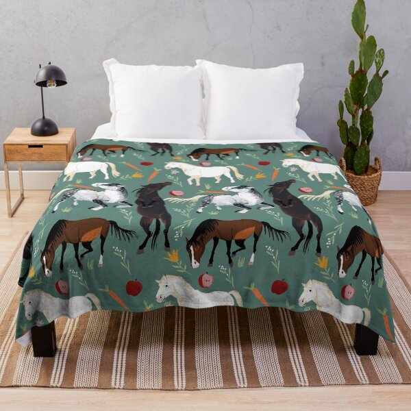 Item preview, Horses pattern in teal designed and sold by EskTuulispaa.