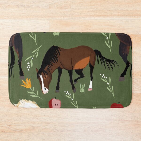 Item preview, Horses pattern in grass green designed and sold by EskTuulispaa.