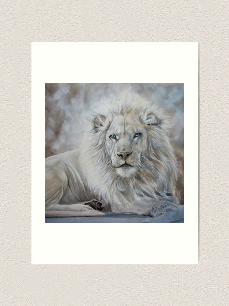 Alternate view of Beauty In The Beast White Lion  Art Print