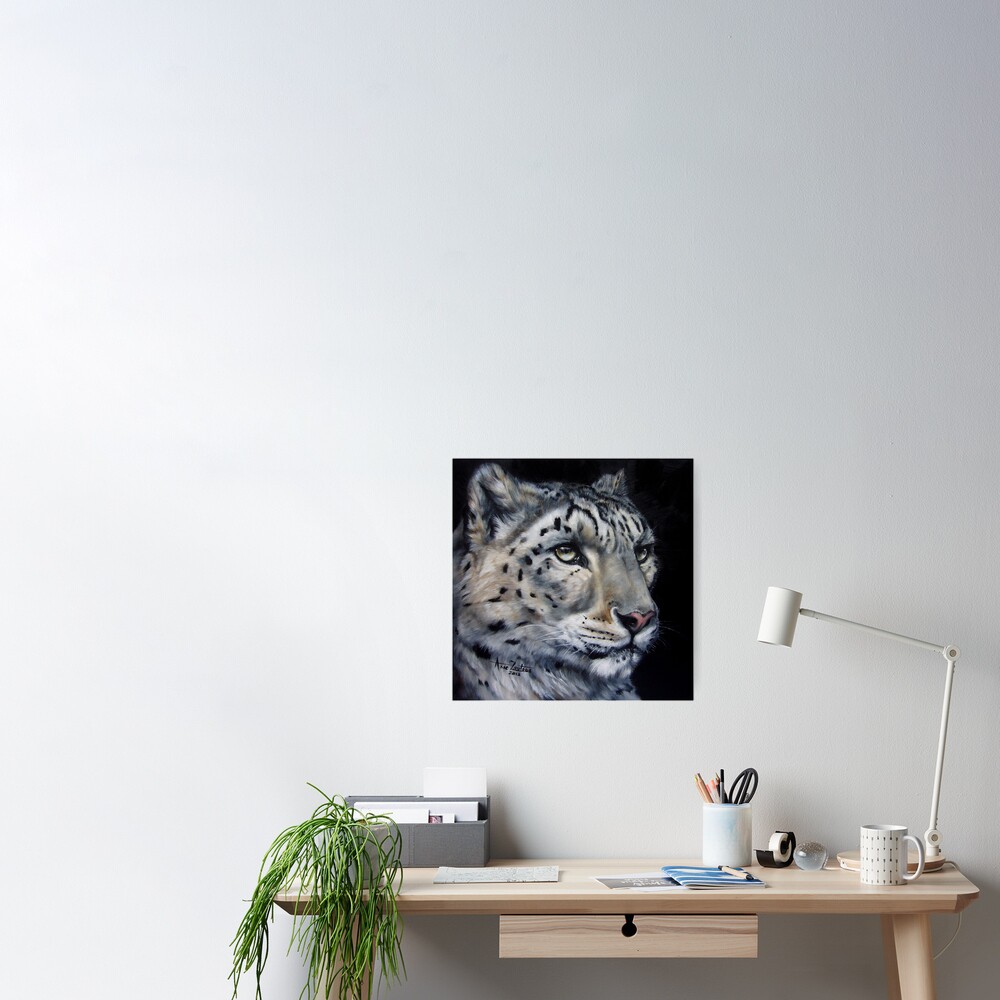 Snow and Fire (Snow Leopard) Poster