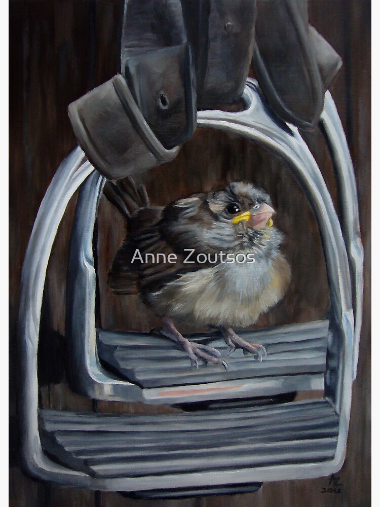 Ticket To Ride - little bird sitting in a horse's stirrup by AnneZ