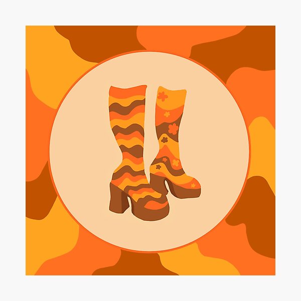 Item preview, Naranja Retro Gogo Boots Gráfico de arte digital designed and sold by TiggsDesigns.