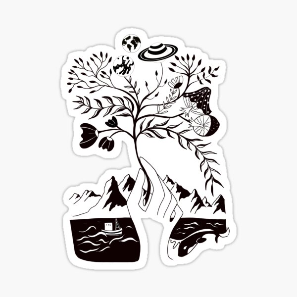 Verbundenheit zwischen Natur, Mensch und Universum. Ein Geschenk ans Universum Sticker