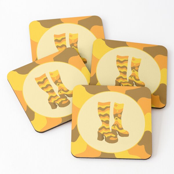 Item preview, Yellow Disco Platform Boots Retro Graphic Design designed and sold by TiggsDesigns.