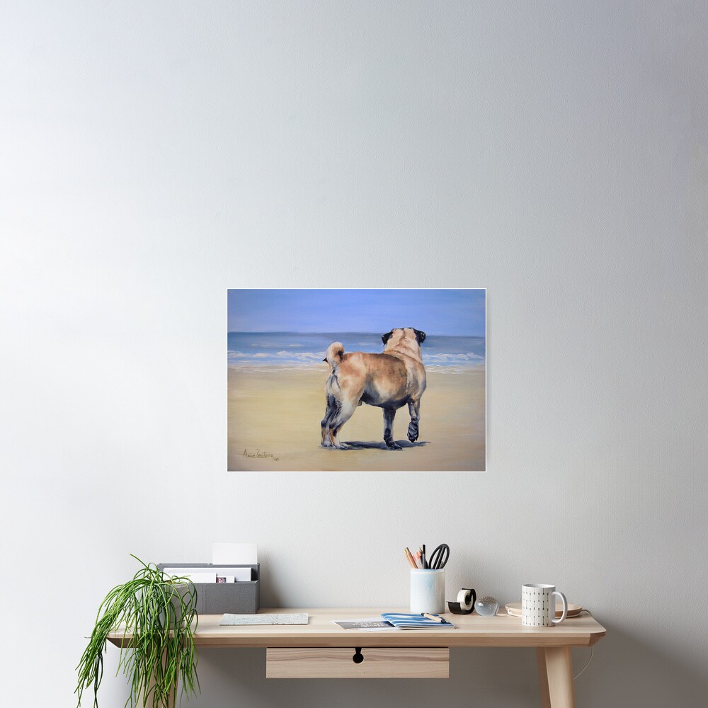 Pug Beach Poster