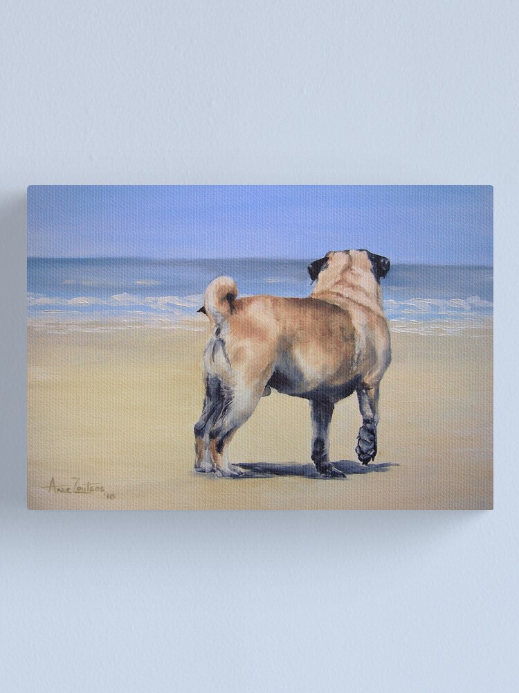 Alternate view of Pug Beach Canvas Print