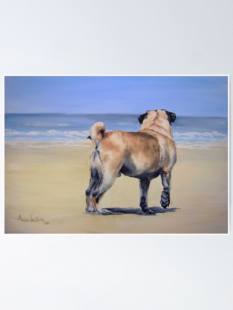 Alternate view of Pug Beach Poster
