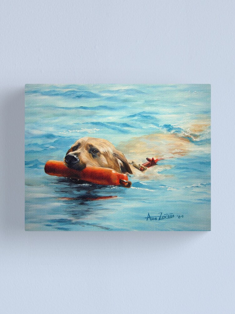 Alternate view of Swim! (yellow labrador) Canvas Print