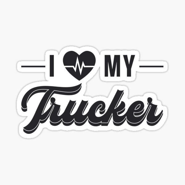"Truckers Wife I Love My Trucker Wife Vintage Funny" Sticker for Sale