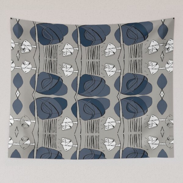 Item preview, Charles Rennie Mackintosh rose, grey, navy blue, white designed and sold by Vivanne-art.