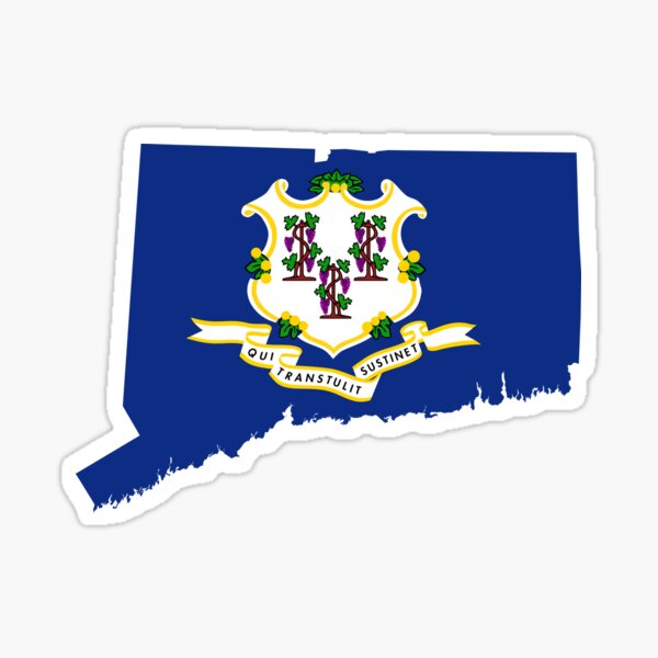 Flag Map of Connecticut Sticker