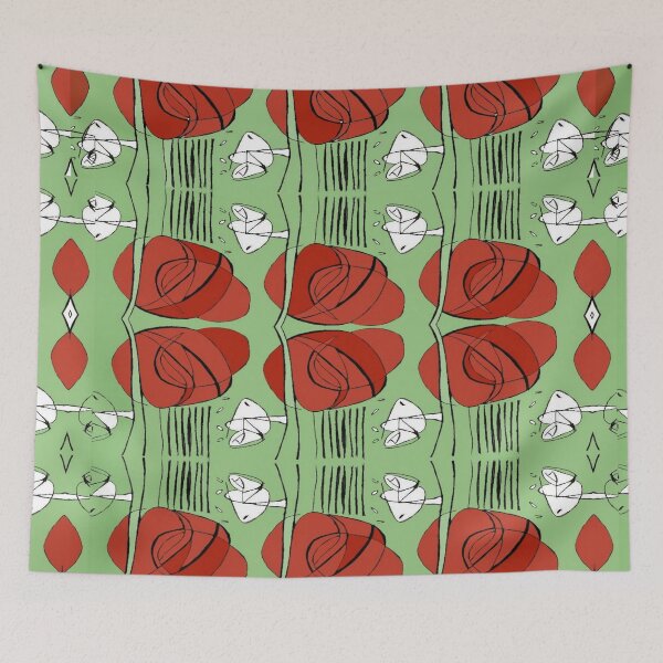 Item preview, Charles Rennie Mackintosh rose, green,red , white designed and sold by Vivanne-art.