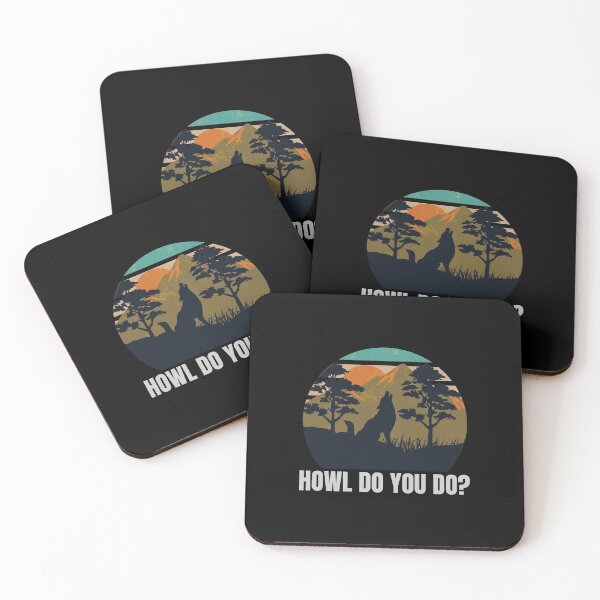Item preview, Retro Sunset Silhouette of a Wolf Howling at the Moon: Howl Do You Do? designed and sold by friendlyspoon.