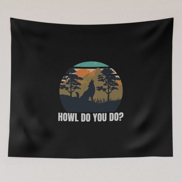 Item preview, Retro Sunset Silhouette of a Wolf Howling at the Moon: Howl Do You Do? designed and sold by friendlyspoon.