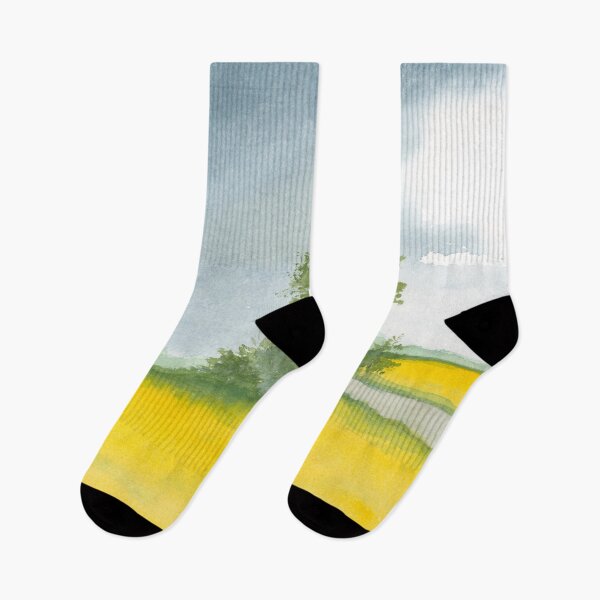 Item preview, Blooming rapeseed fields in Northern Germany Watercolor by Ursula Noebbe designed and sold by UrsulaNoebbe.